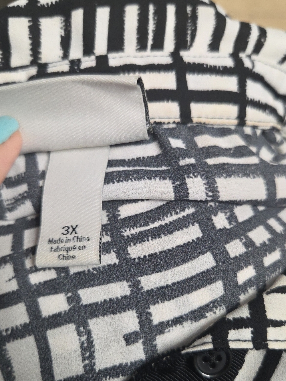 Ava & Viv Black and White Grid Shirt 3xlarge Size [1851] - Picture 7 of 7